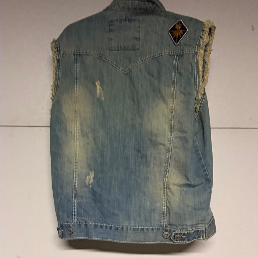 Denim Vest with American Flag Patch - Picture 3 of 3